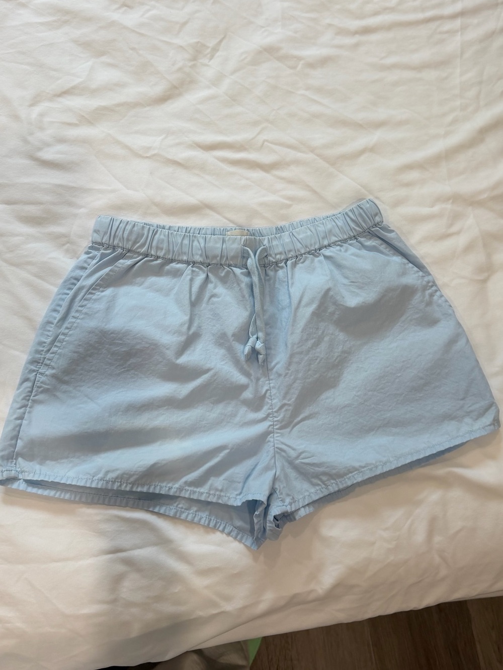 Wilfred blue poplin mini shorts🩵